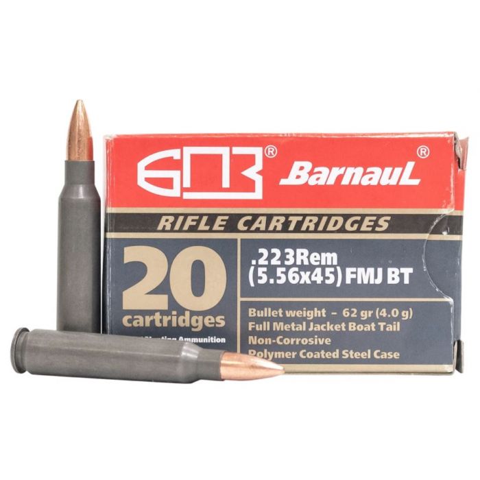 Barnaul .223 Remington Rifle Ammo  Full Metal Jacket Boat Tail FMJ 62 grain 
