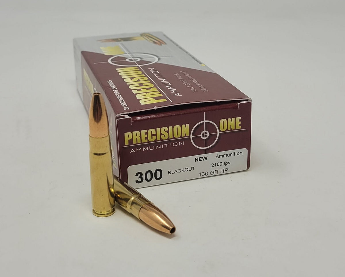 Precision One .300 AAC Blackout Rifle Ammo  Hollow Point JHP 130 grain 
