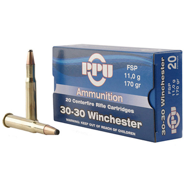 Prvi Partizan .30-30 Winchester Rifle Ammo PPU Flat Soft Point JSP 170 grain 