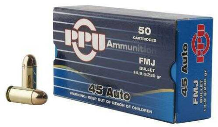 Prvi Partizan .45 ACP/Auto Handgun Ammo PPU Full Metal Jacket FMJ 230 grain 