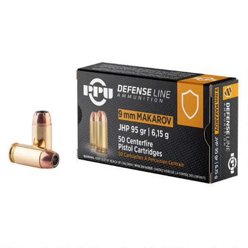 Prvi Partizan 9mm Makarov Handgun Ammo PPU Jacketed Hollow Point JHP 95 grain 