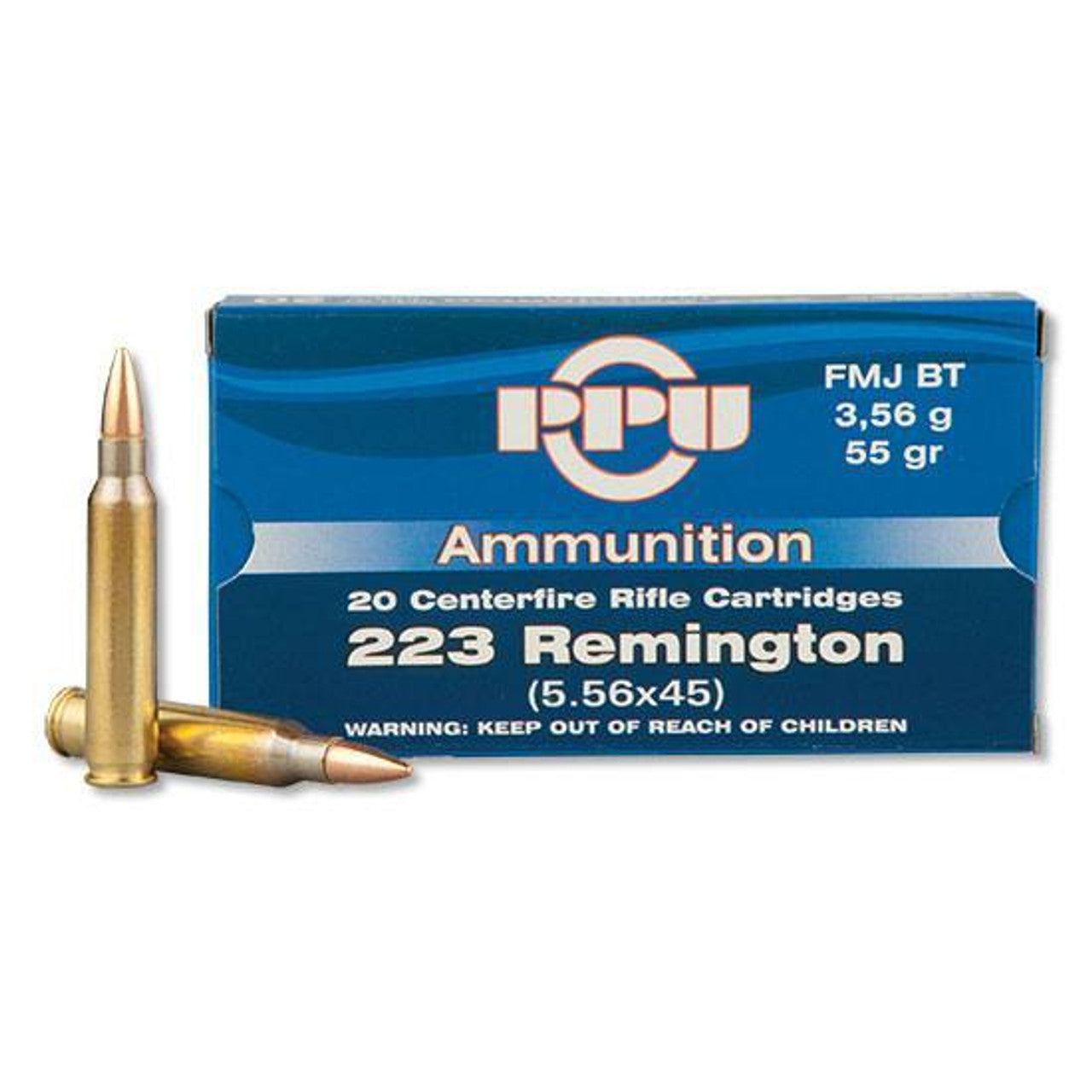 Prvi Partizan .223 Remington Rifle Ammo PPUCenterfire Full Metal Jacket Boat Tail FMJ 55 grain 