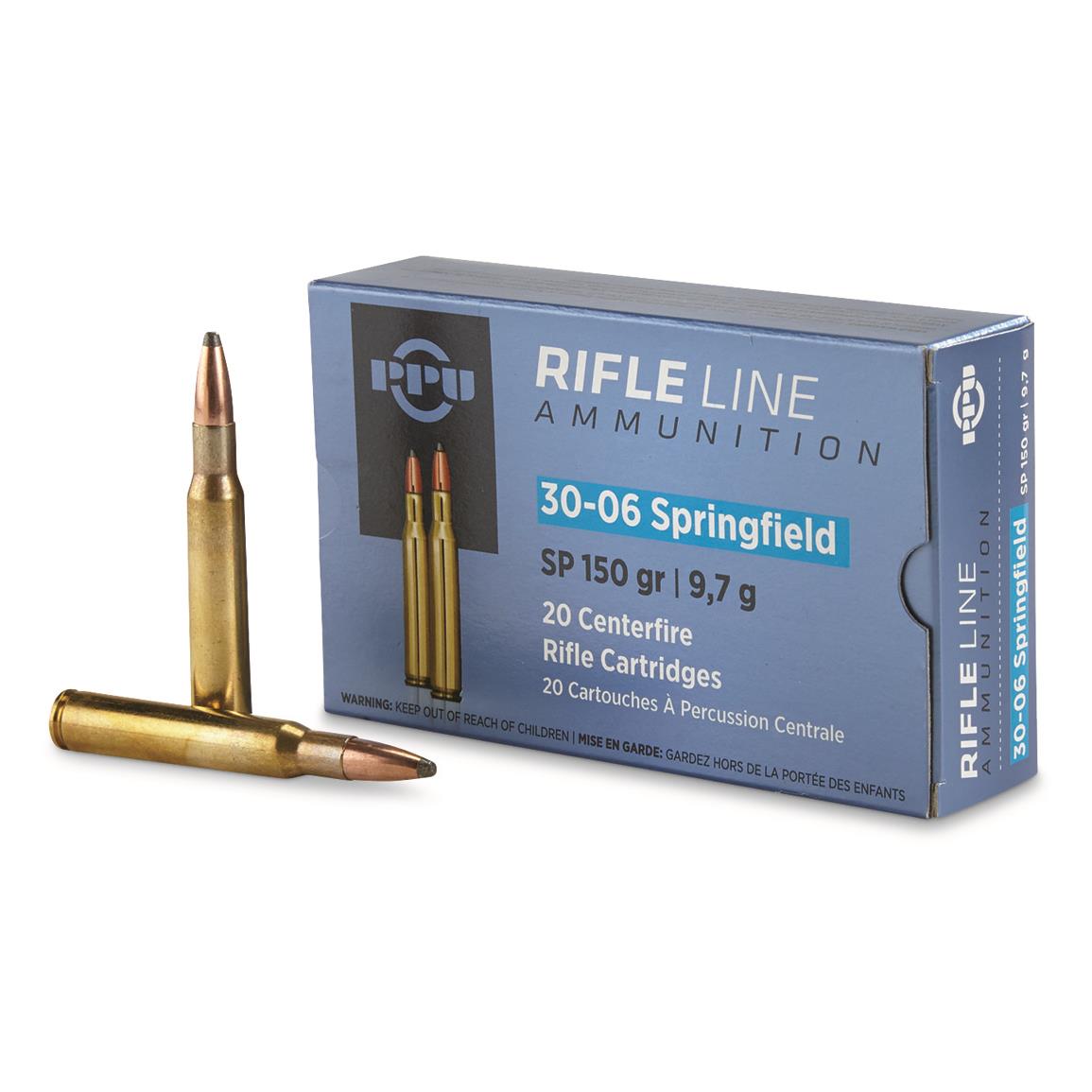 Prvi Partizan .30-06 Springfield Rifle Ammo PPUCenterfire Soft Point JSP 150 grain 