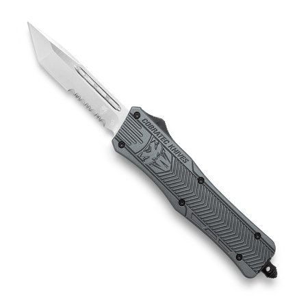 CoBRATec Medium OTF Knife Gray Tanto Serrated Edge