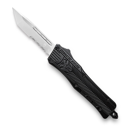 CoBRATec Small OTF Tanto Black Knife Serrated Edge