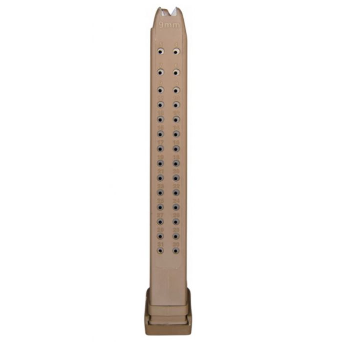 Glock 9mm 33rd Tan Extended Pistol Magazine