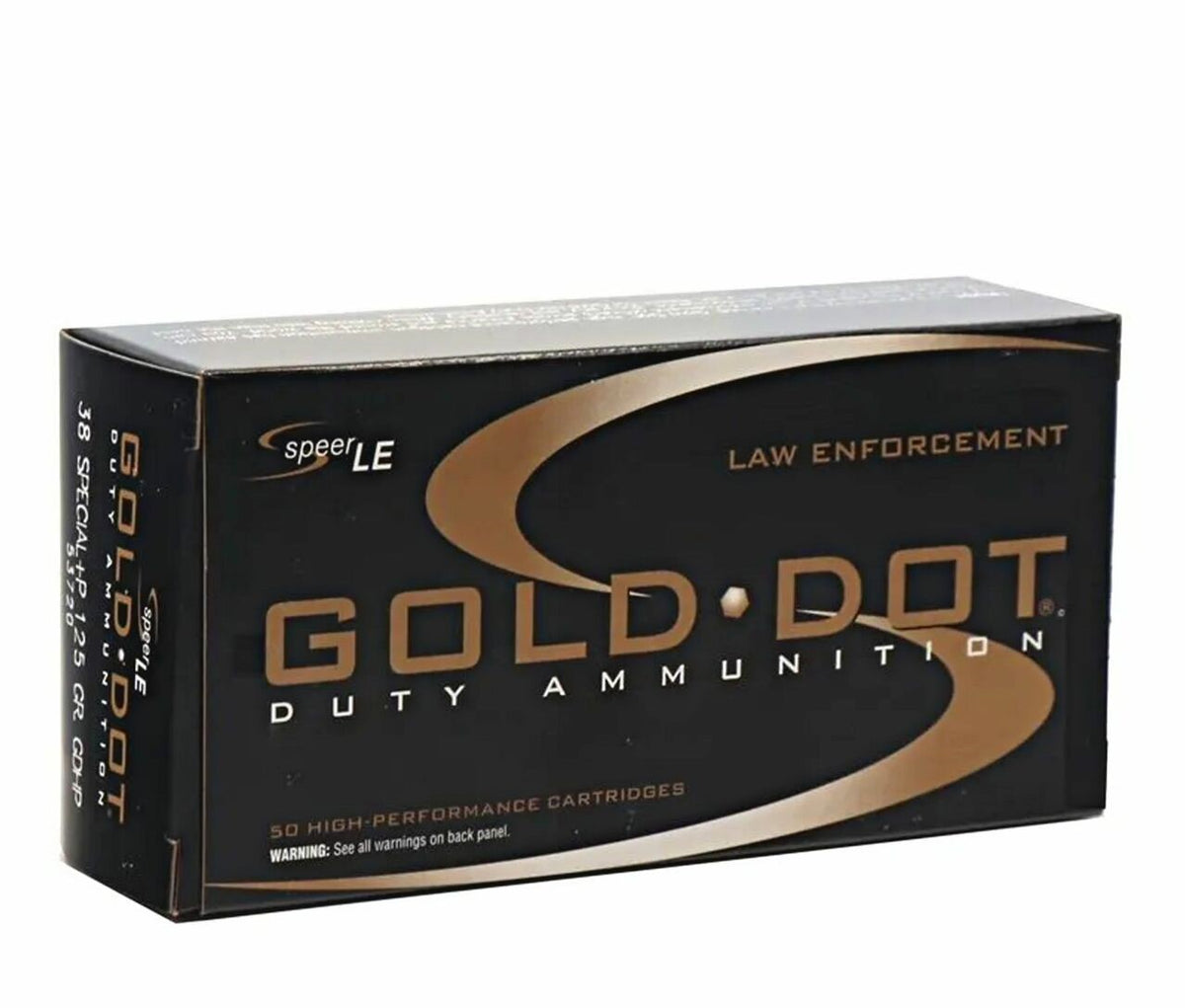 Speer .38 Special Handgun Ammo Gold Dot LE Duty +P Jacketed Hollow Point JHP 125 grain 