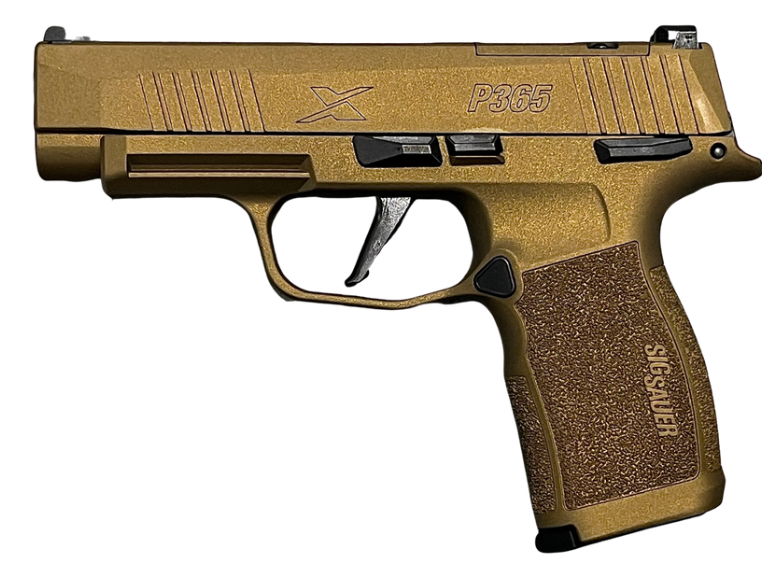 dSIG SAUER P365XL 9MM 3.7"MS PSTL 2-12RD OPTC PLTE COVER, BURNT BRONZE