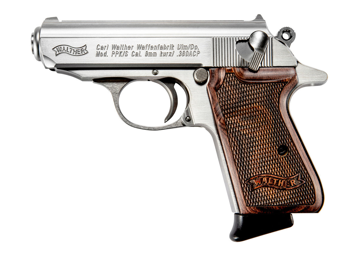 Walther PPKS .380 ACP Pistol, Stainless, Wood Grips
