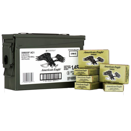 Federal 5.56x45mm NATO Rifle Ammo AMERICAN EAGLE Full Metal Jacket FMJ 62 grain 