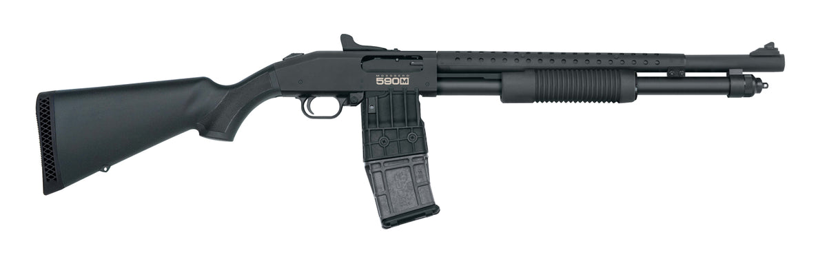 Mossberg 590M Mag-Fed 12GA Pump Shotgun, 18.5" Barrel w/ Heat Shield, 10+1
