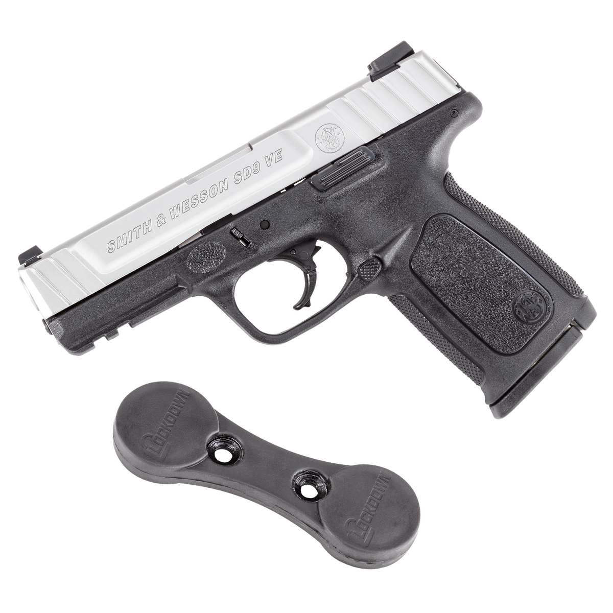 dSMITH & WESSON SD9VE PSTL 4" 16RD 9MM STS/BLK LOCKDOWN MAGNET COMBO