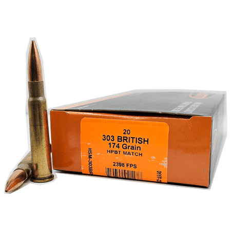 HSM .303 British Rifle Ammo  Hollow Point Boat Tail BTHP 174 grain 