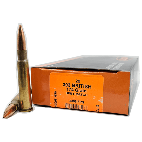 HSM .303 British Rifle Ammo  Hollow Point Boat Tail BTHP 174 grain 