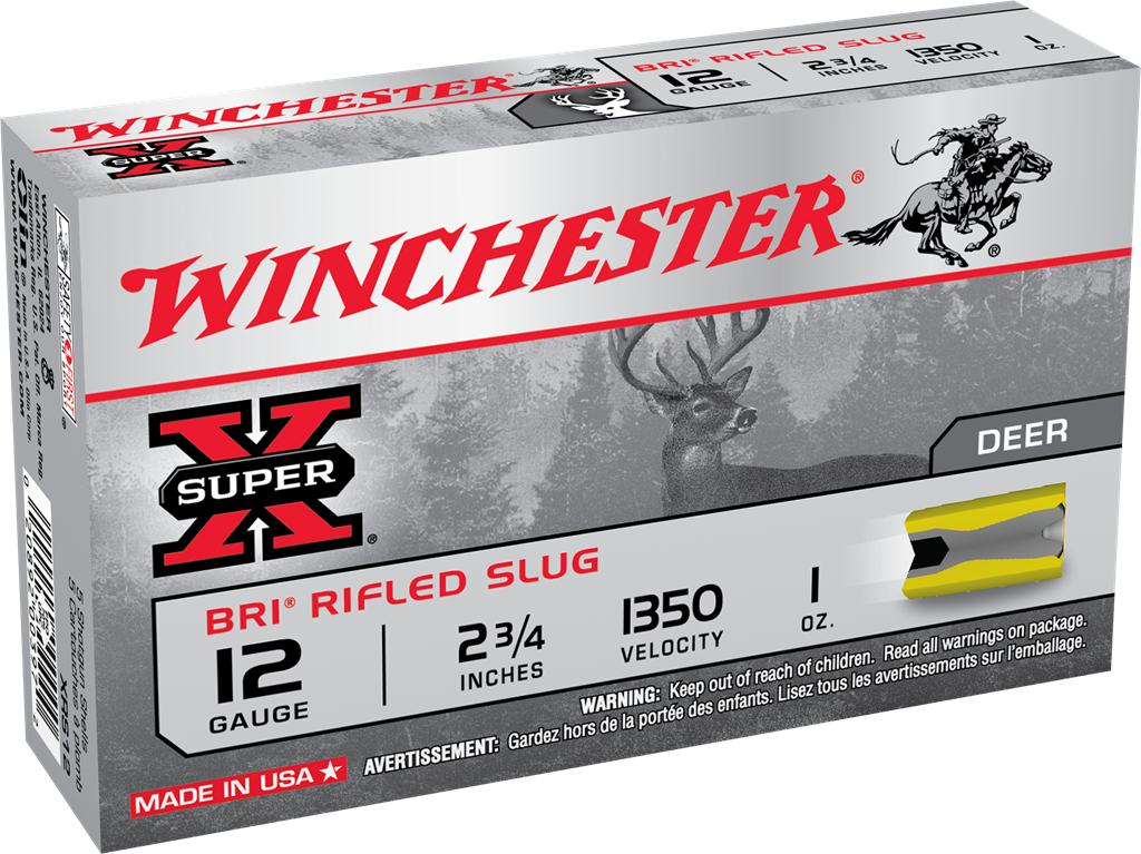 Winchester 12 Gauge Shotgun Shells SUPER X BRI Rifled Slugs Hunting Slug 1 oz 2.75 in