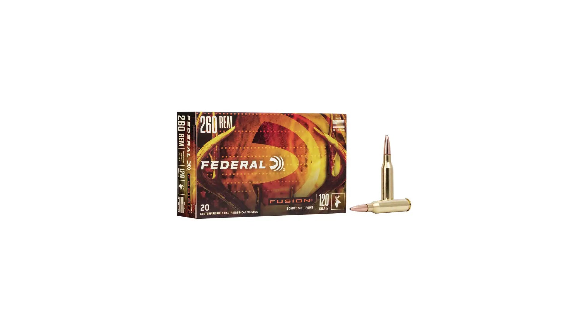 Federal .260 Remington Rifle Ammo FUSION Rifle Medium Game Soft Point JSP 120 grain 