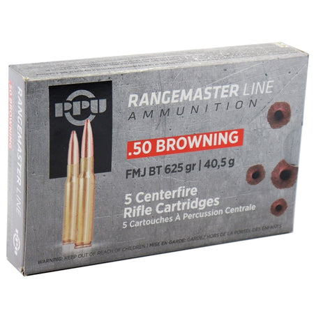 Prvi Partizan .50 BMG Rifle Ammo RANGEMASTER Full Metal Jacket FMJ 625 grain 
