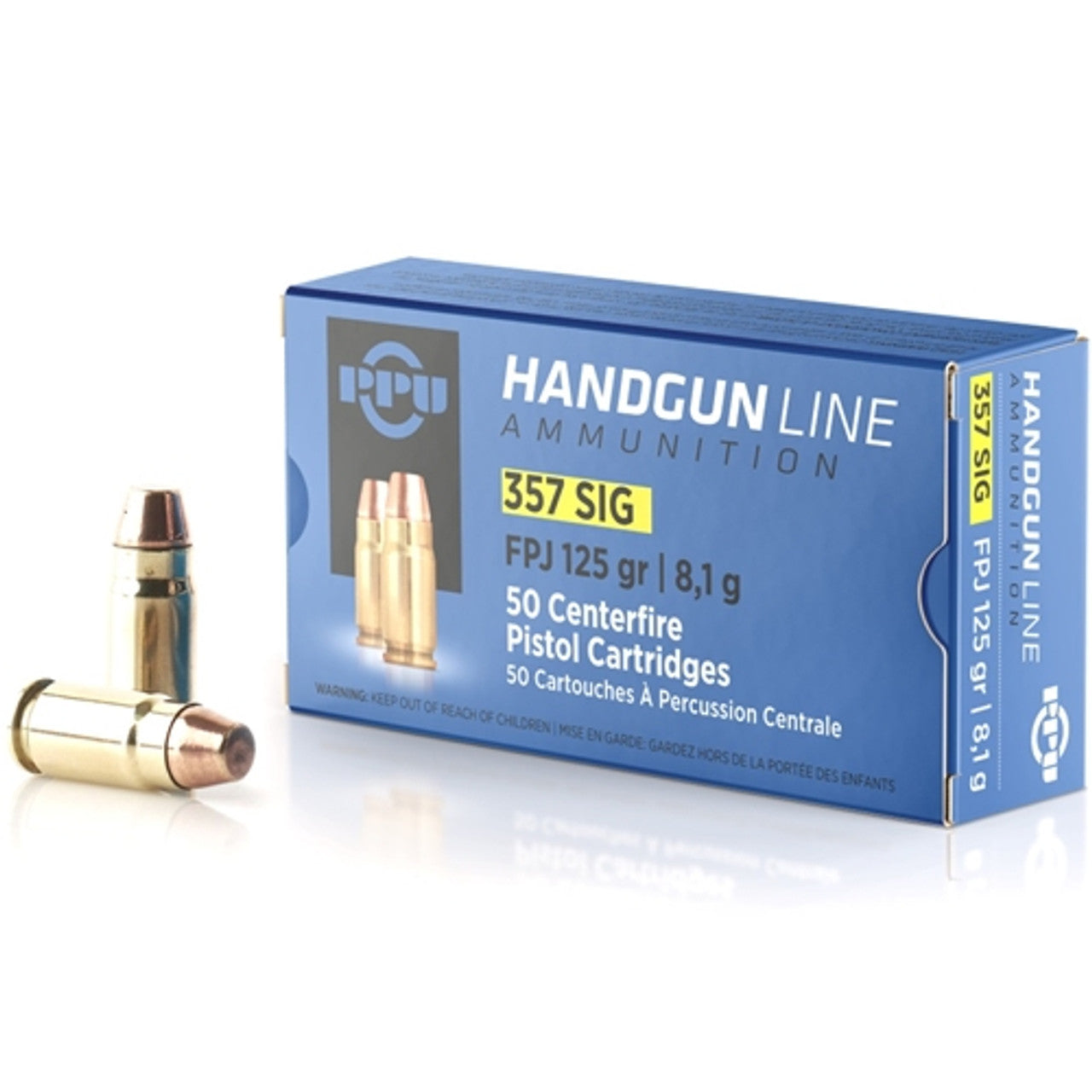 Prvi Partizan .357 Sig Handgun Ammo Handgun Flat Point Jacketed FMJ 125 grain 