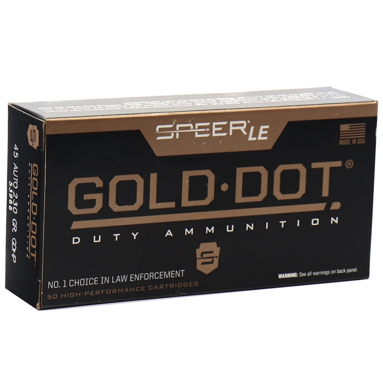 Speer .45 ACP/Auto Handgun Ammo Gold Dot LE Duty Jacketed Hollow Point JHP 230 grain 