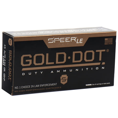 Speer .45 ACP/Auto Handgun Ammo Gold Dot LE Duty Jacketed Hollow Point JHP 230 grain 