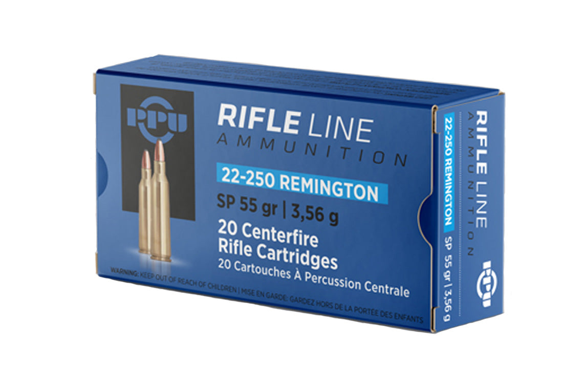 Prvi Partizan .22-250 Remington Rifle Ammo PPUCenterfire Soft Point JSP 55 grain 