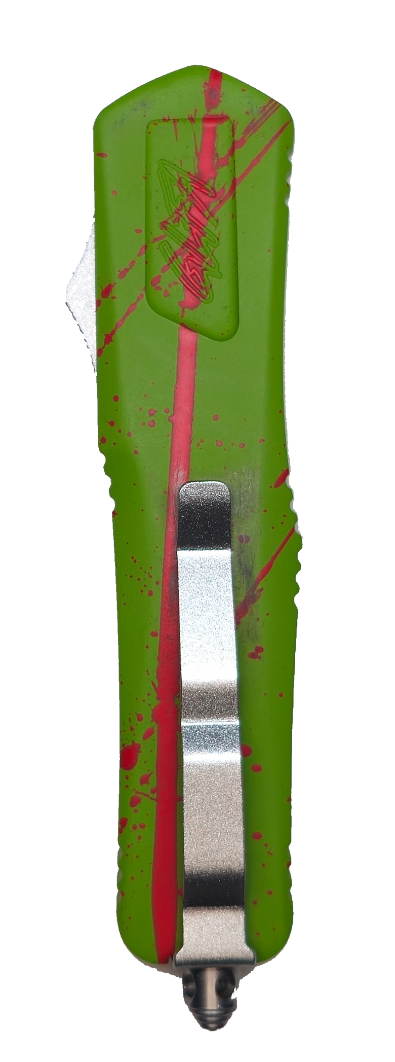 Great Lakes 8" Medium Zombie Splatter Smooth Blade Auto Knife