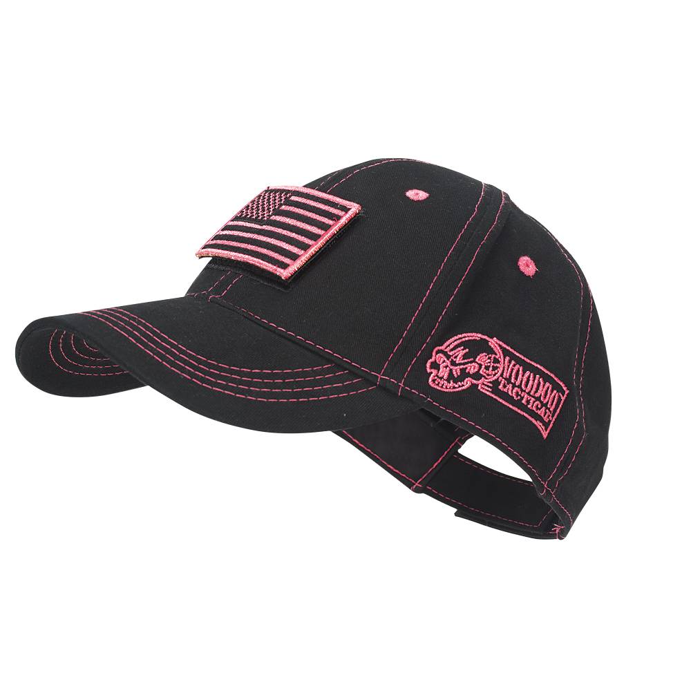 Voodoo Tactical Classic Black/Pink Stitch Cap with Removable Flag Patch