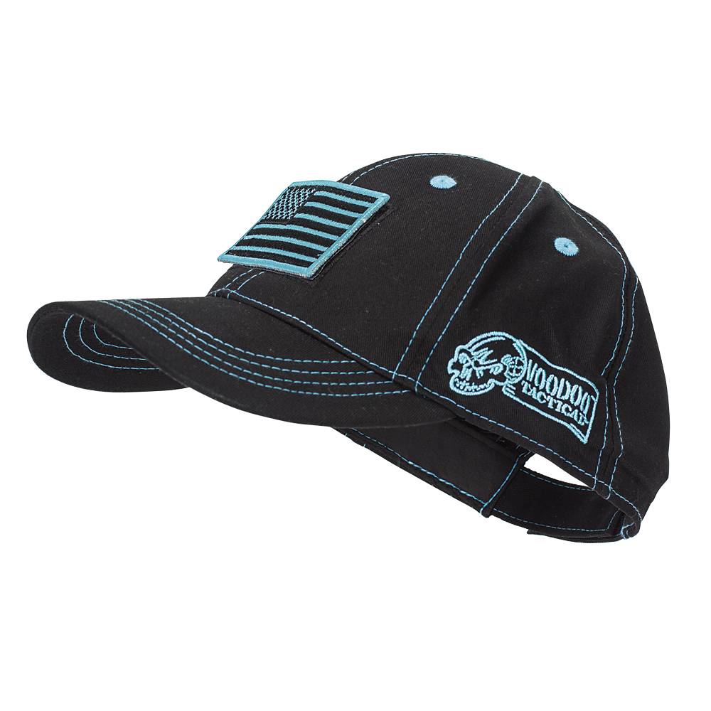 Voodoo Tactical Classic Black/Teal Stitch Cap with Removable Flag Patch