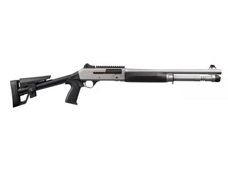 PANZER ARMS M4 Tactical Marine 12 Gauge Shotgun - Nickel, Fixed Skeleton Stock