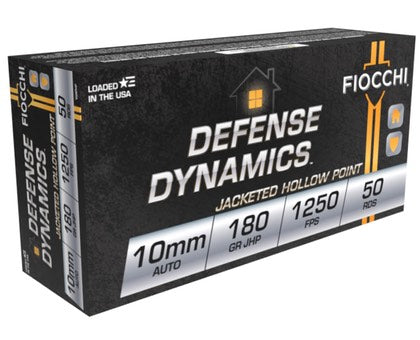 Fiocchi 10mm Auto Handgun Ammo  Jacketed Hollow Point JHP 180 grain 