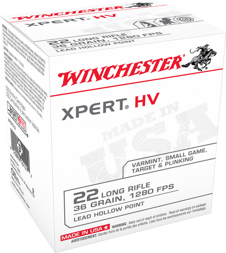 Winchester .22 Long Rifle Rimefire Ammo USA WHITE BOX Xpert HV Varmint Lead Hollow Point (LHP) Solid 36 grain 