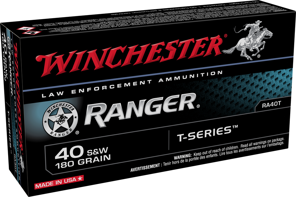 Winchester .40 S&W Handgun Ammo Ranger T-Series LE Jacketed Hollow-Point JHP 180 grain 