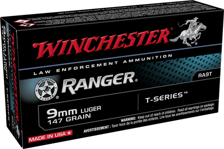 Winchester 9mm Luger / Parabellum Handgun Ammo Ranger T-Series LE Jacketed Hollow-Point JHP 147 grain 