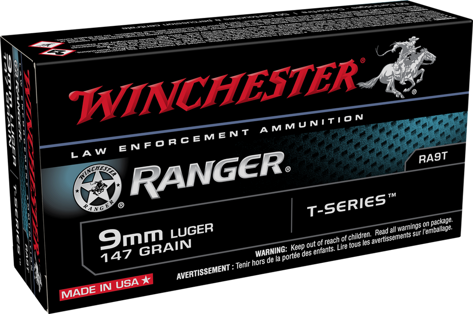 Winchester 9mm Luger / Parabellum Handgun Ammo Ranger T-Series LE Jacketed Hollow-Point JHP 147 grain 
