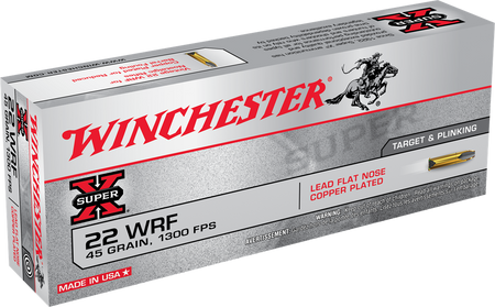Winchester .22 Long Rifle Rimefire Ammo SUPER-X Copper Plated Lead Flat Nose JSP 45 grain 