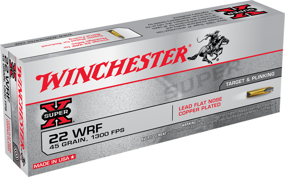 Winchester .22 Long Rifle Rimefire Ammo SUPER-X Copper Plated Lead Flat Nose JSP 45 grain 
