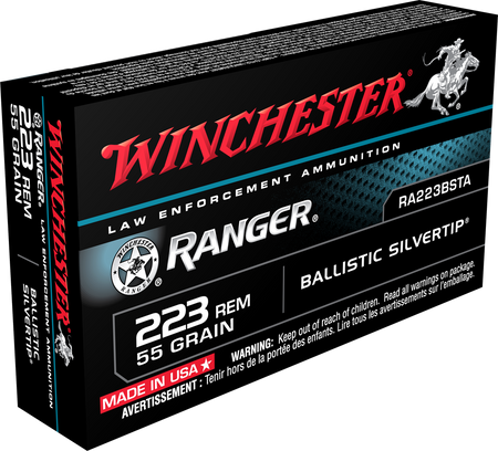 Winchester .223 Remington Rifle Ammo Ranger Ballistic Silvertip PolyTip 55 grain 