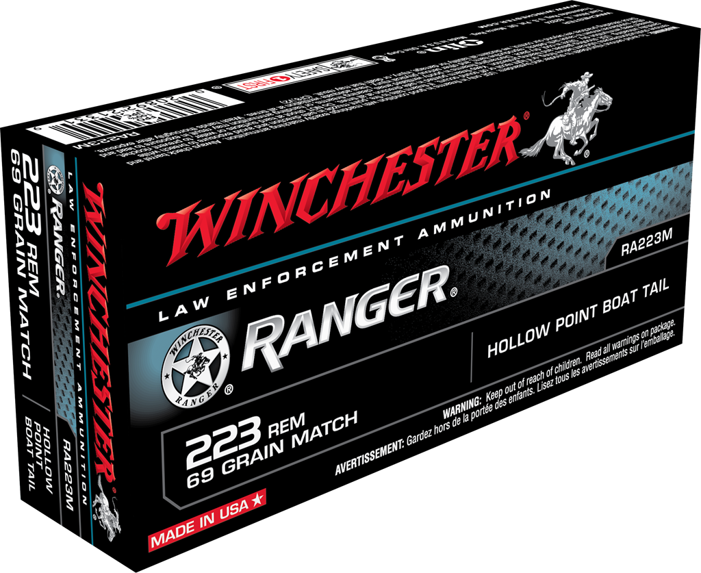 Winchester .223 Remington Rifle Ammo Ranger Hollow Point Boat Tail BTHP 69 grain 