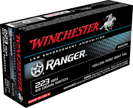 Winchester .223 Remington Rifle Ammo Ranger Hollow Point Boat Tail BTHP 69 grain 
