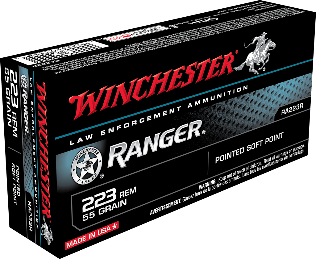 Winchester .223 Remington Rifle Ammo Centerfire Pointed Soft Point JSP 55 grain 
