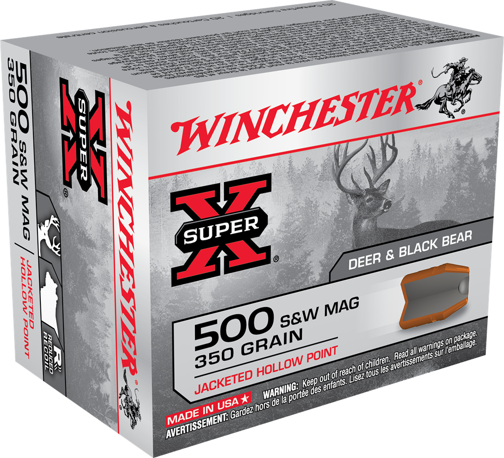Winchester .500 S&W Mag Handgun Ammo DUAL BOND Hunting Hunting Jacketed Hollow Point JHP 350 grain 