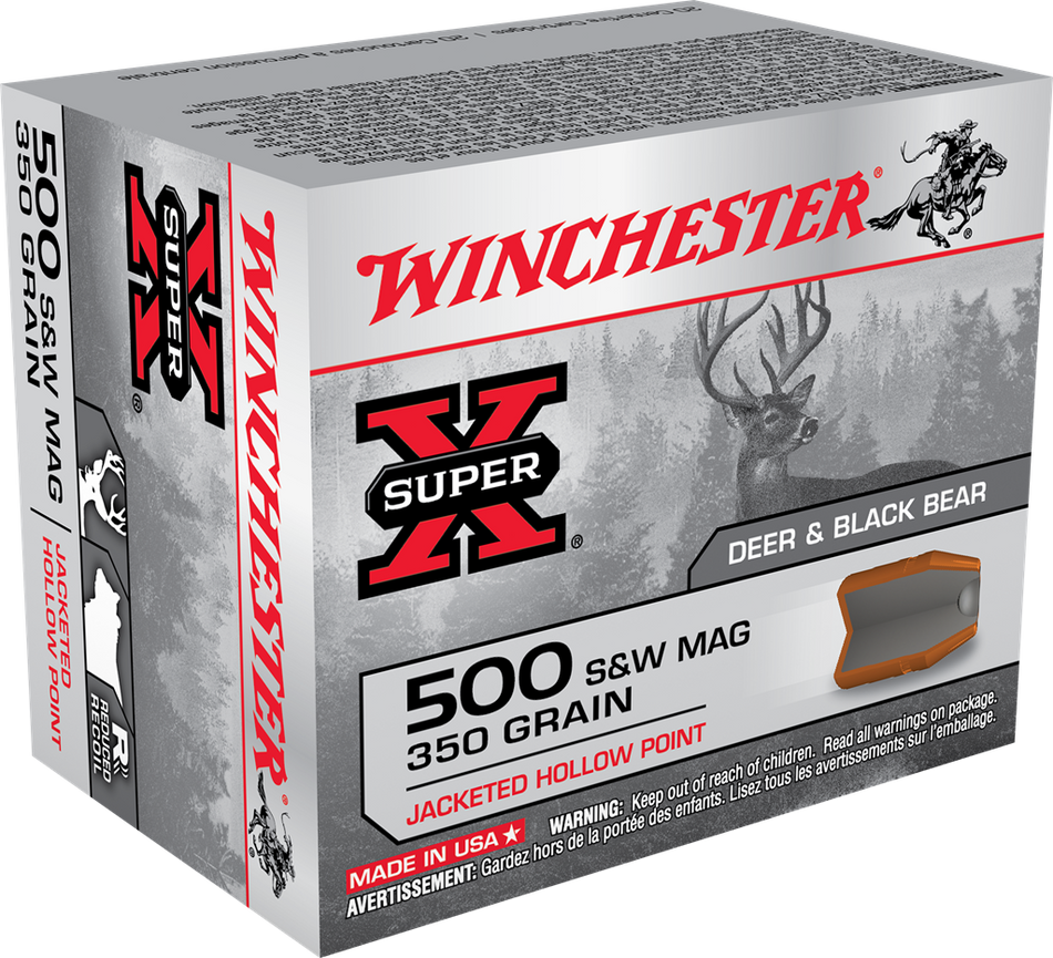 Winchester .500 S&W Mag Handgun Ammo DUAL BOND Hunting Hunting Jacketed Hollow Point JHP 350 grain 