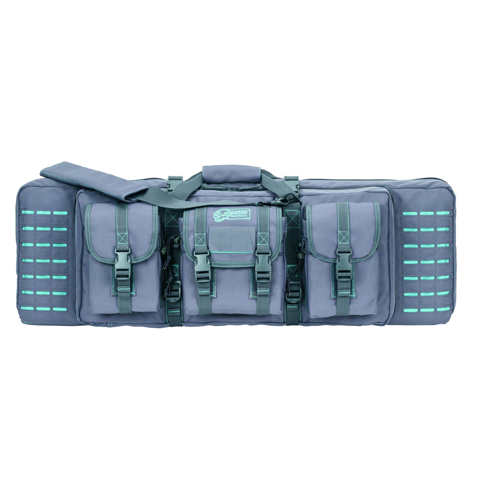 Voodoo Tactical 36" MOLLE Padded Weapons Case (Gray with Teal Stitching)
