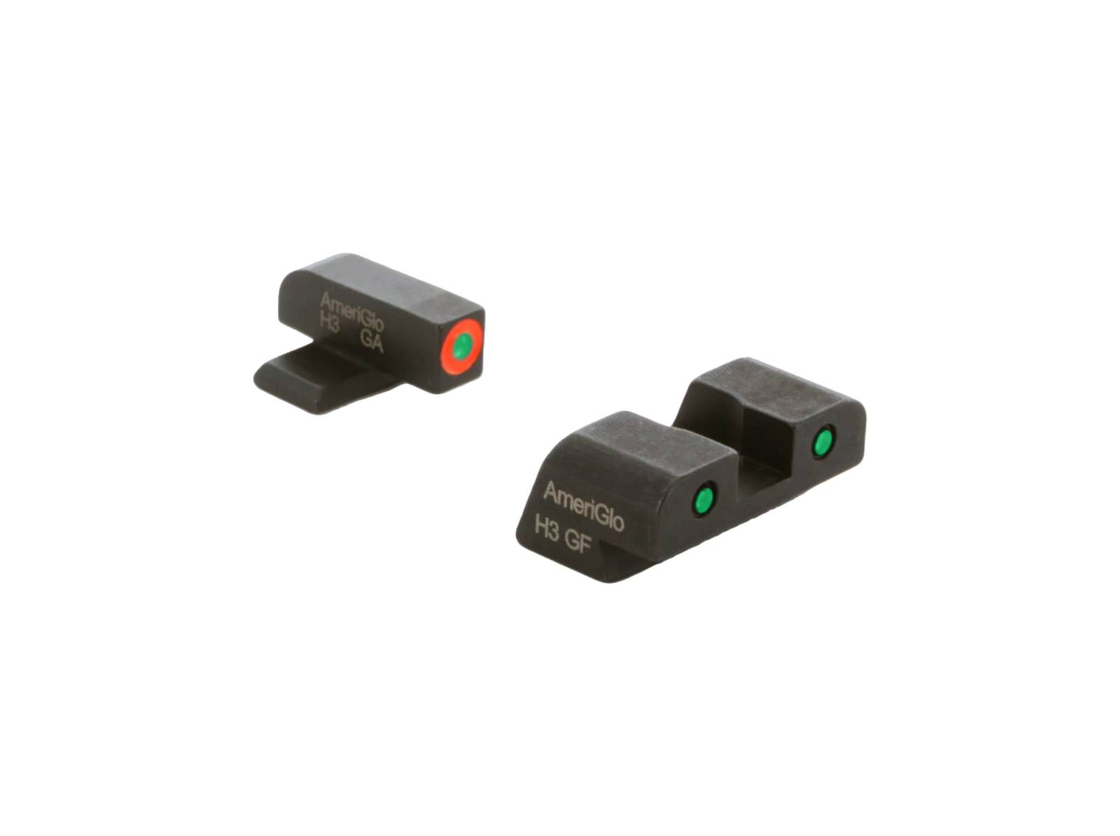 AmeriGlo Hellcat STD Night Sights - Green Tritium Orange Outline Front / Green Black Rear