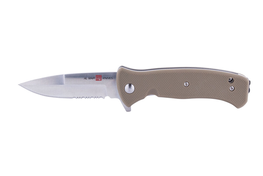 Al Mar Mini S.E.R.E. 3" 8CR Combo Blade Coyote Folding Knife