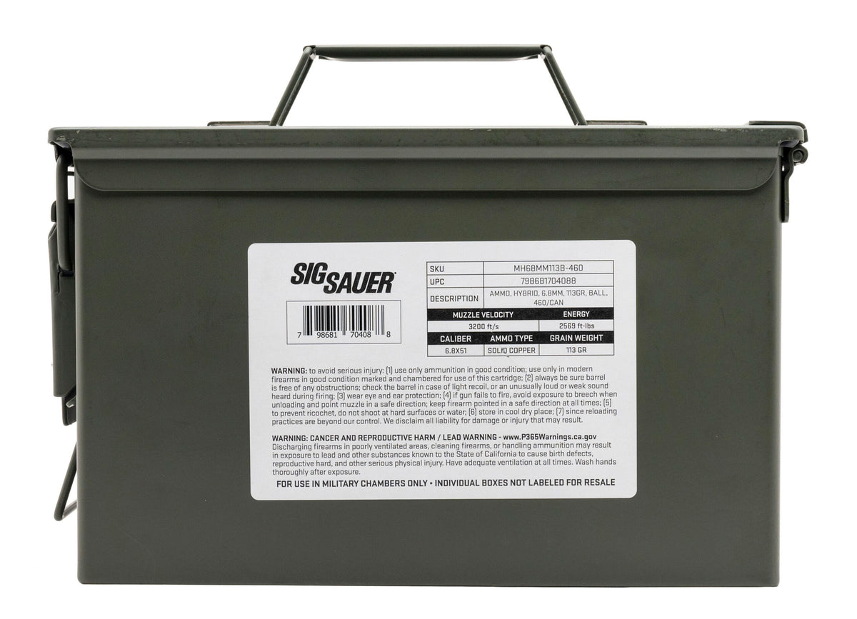 Sig Sauer .277 Sig Fury Rifle Ammo Can Full Metal Jacket FMJ 113 grain 
