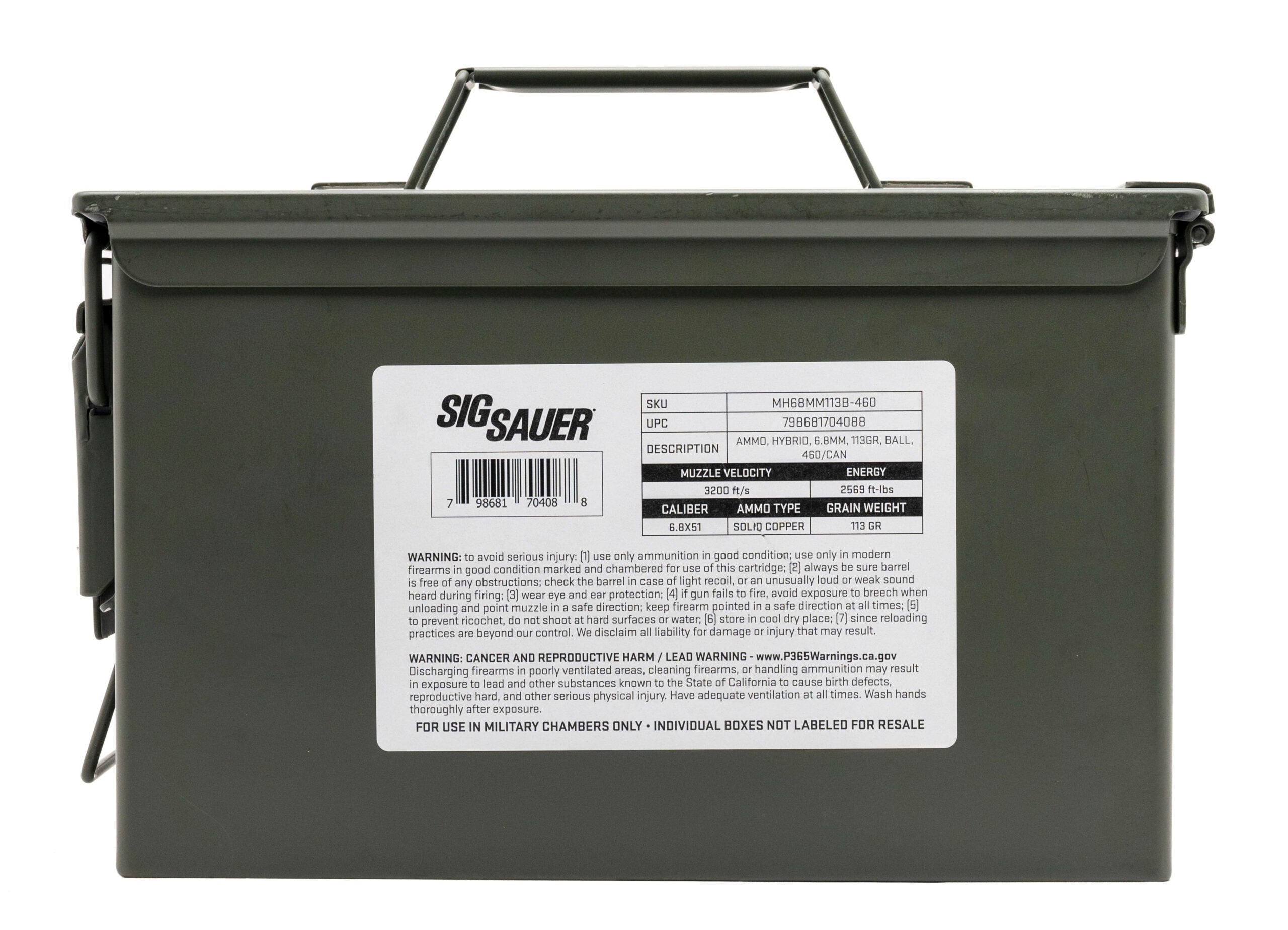 Sig Sauer .277 Sig Fury Rifle Ammo Can Full Metal Jacket FMJ 113 grain 