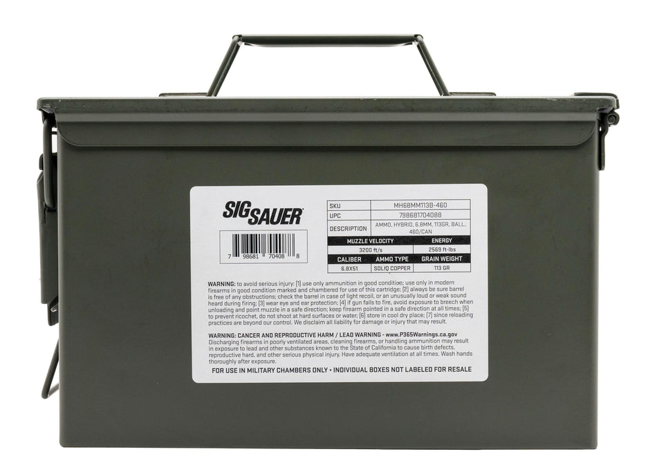 Sig Sauer .277 Sig Fury Rifle Ammo Can Full Metal Jacket FMJ 113 grain 