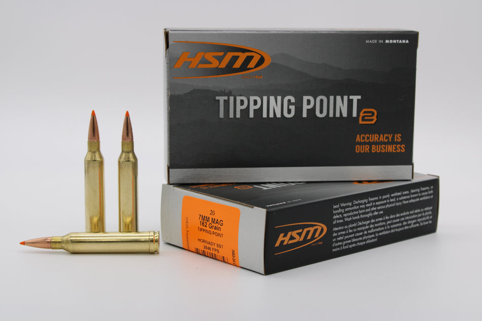 HSM 7mm Remington Mag Rifle Ammo  Super Shock Tip PolyTip 162 grain 