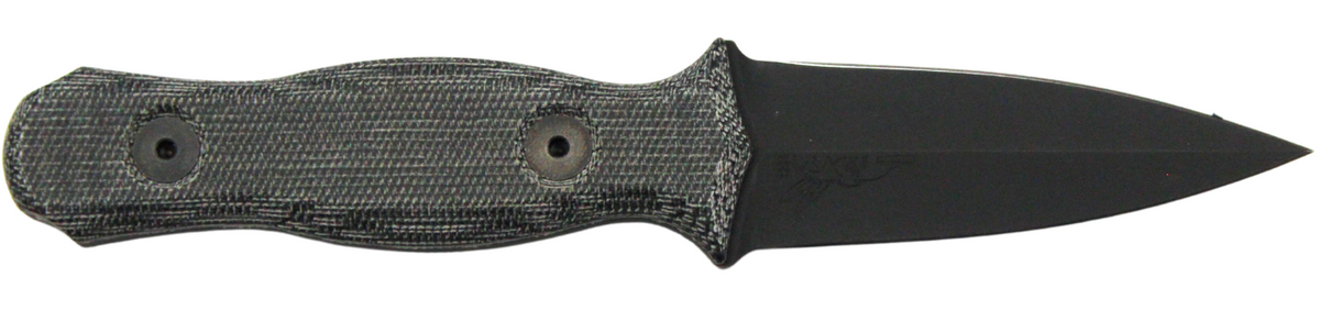 Half Face Blades Trident Dagger S45VN HRC60 3" Fixed Blade Armor Blk Gray Micarta